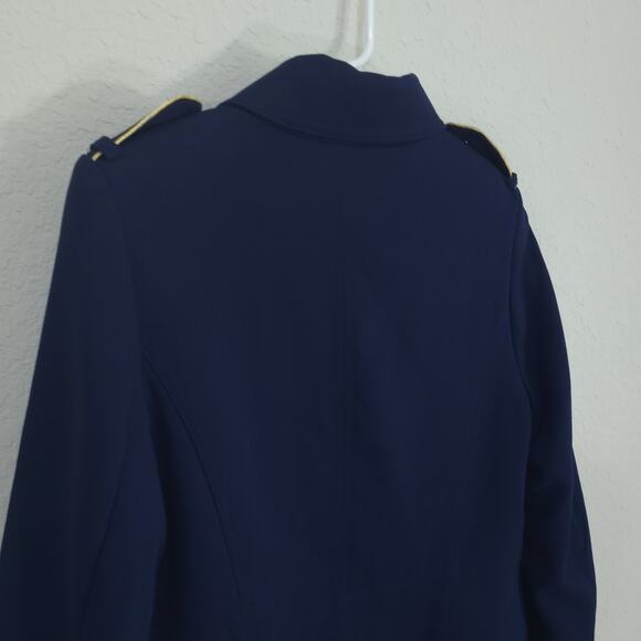 Chicos Navy Blue Military Jacket Womens XS / 4 Chicos 0 Gold Details Edg… - Picture 13 of 14